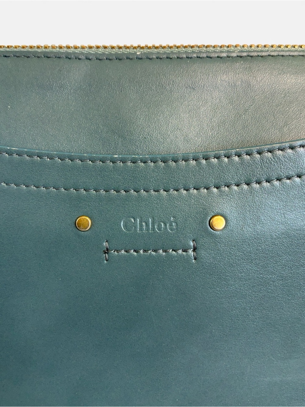 Chloé Roy Small Leather Shoulder Crossbody Bag Blue Green Gold Hardware - Picture 5 of 11